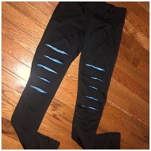 Workout Tights w/ Blue Striped Design